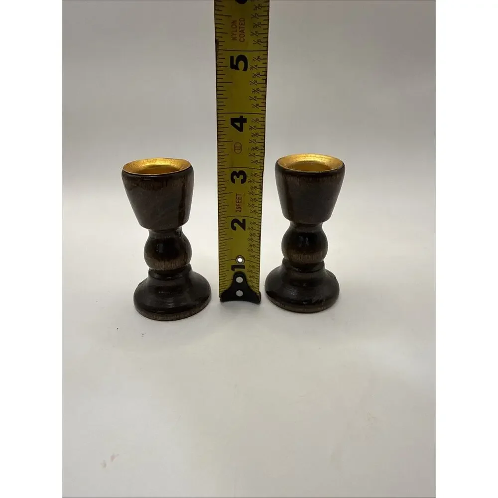 Vintage Wooden Candle Holder Made In Taiwan *